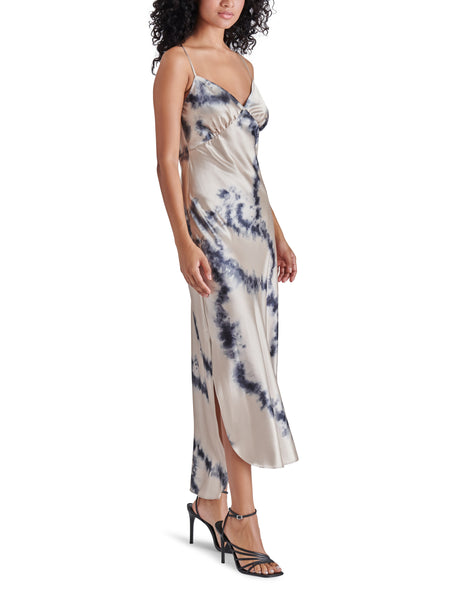 Lorenza Dress Shibori Print Vestido Hueso con Azul