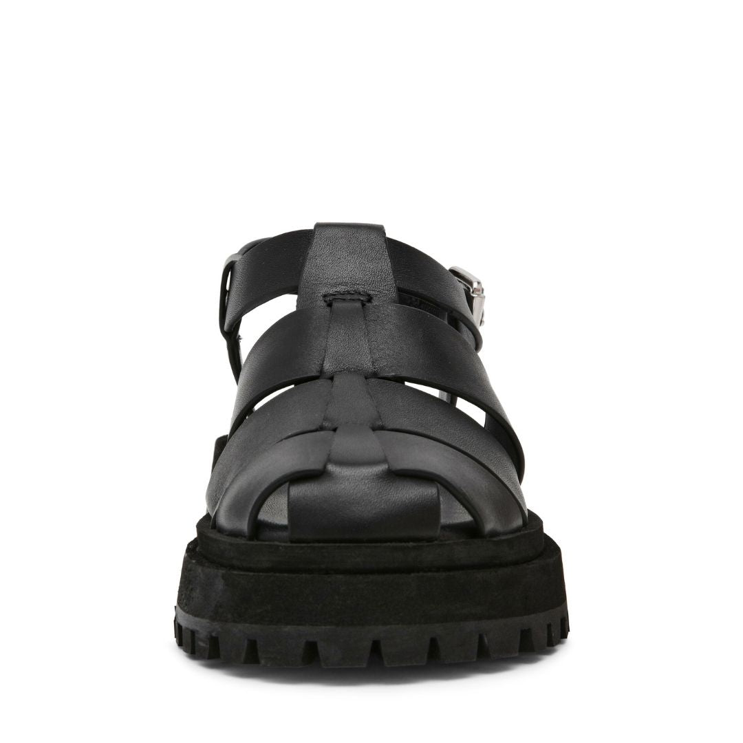 Market Black Action Leather Sandalias de Piel para Mujer
