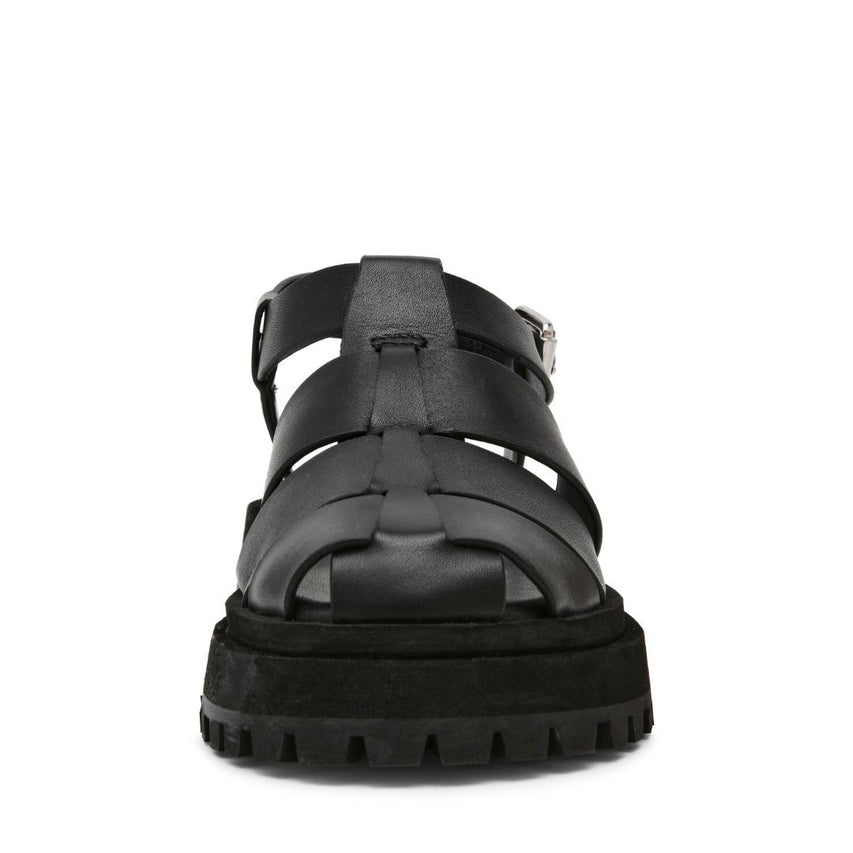 Market Black Action Leather Sandalias de Piel para Mujer