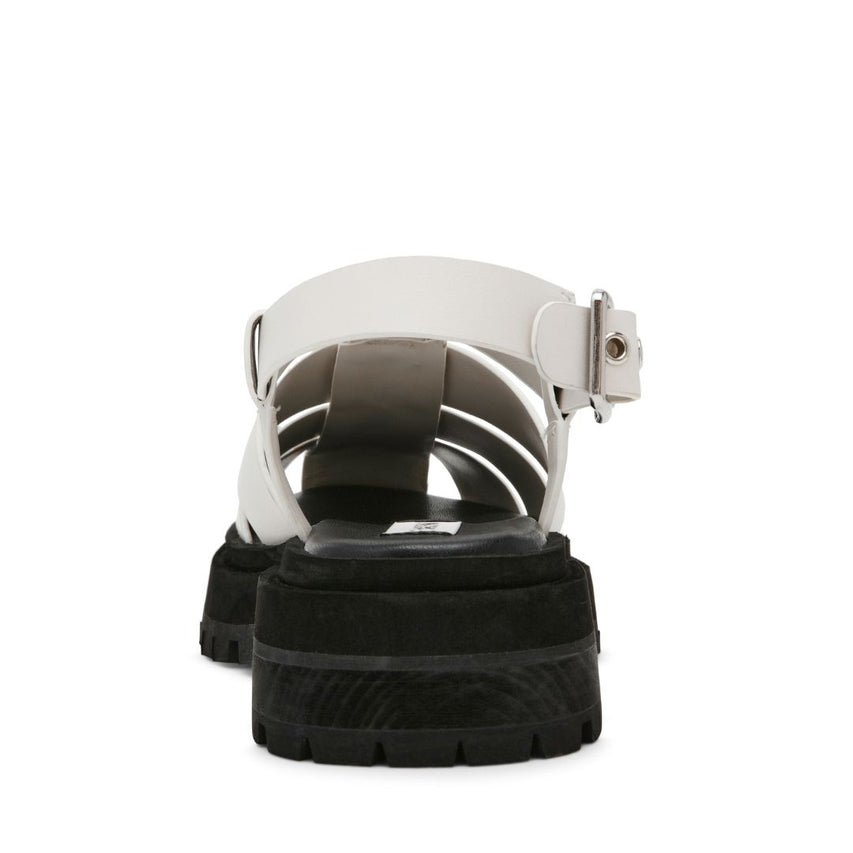 Market White Action Leather Sandalias Blancas de Piel para Mujer