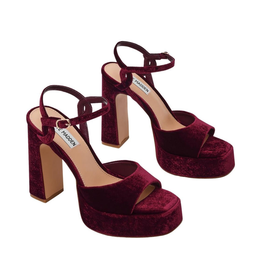 Miliana Burgundy Velvet Tacones Terciopelo