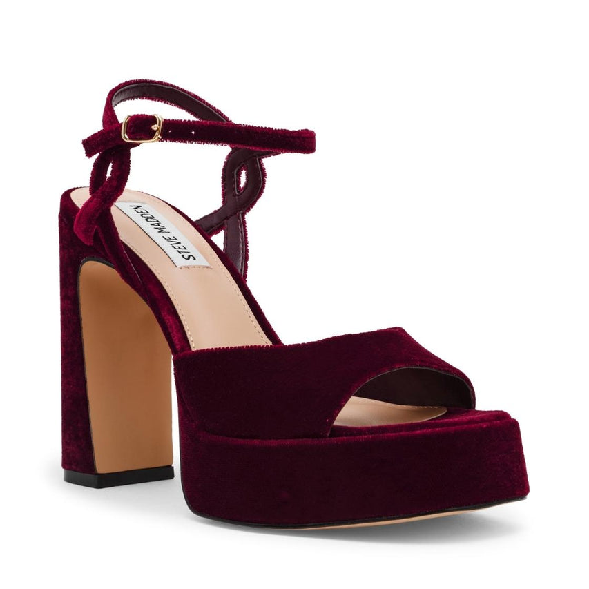 Miliana Burgundy Velvet Tacones Vino