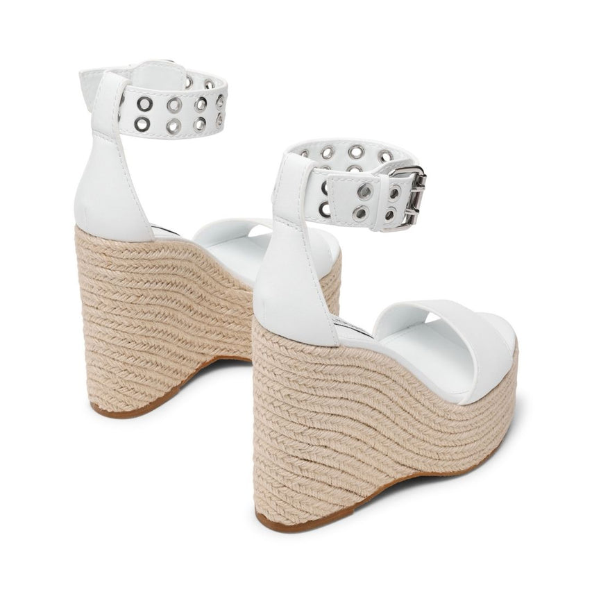 Treviso White Action Leather Sandalias de Tacon Blancas para Mujer