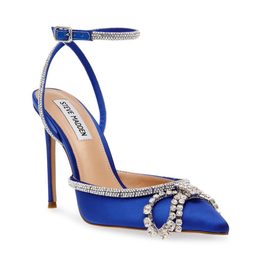 Vibrantly Blue Satin Tacones Azules