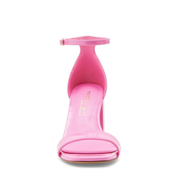 Sstar Dark Pink Patent Sandalias de Tacón para Mujer