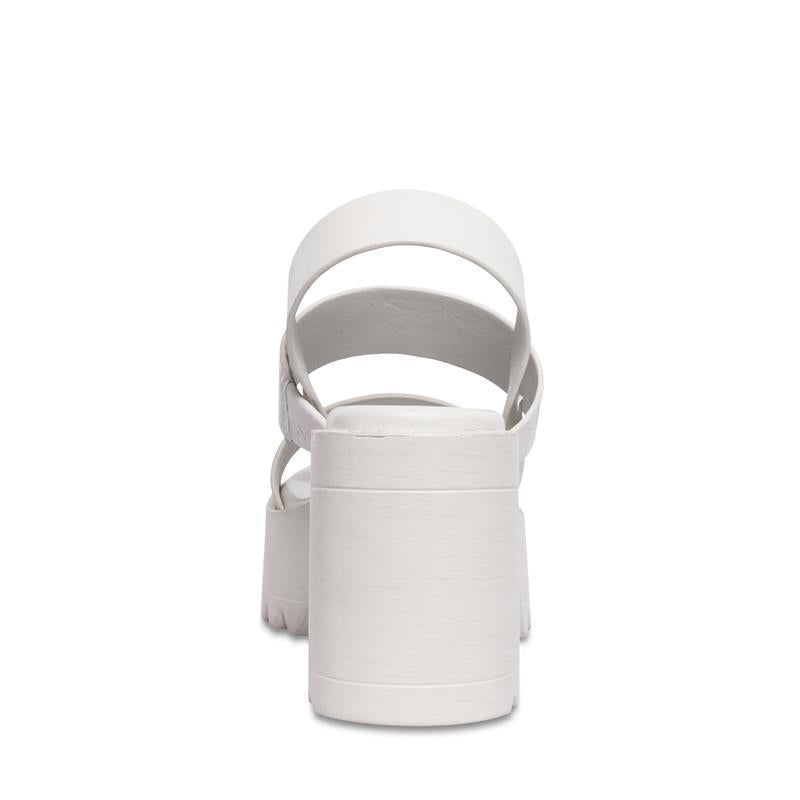 Ruddy Bone Fabric Sandalias de Tacon Hueso para Mujer