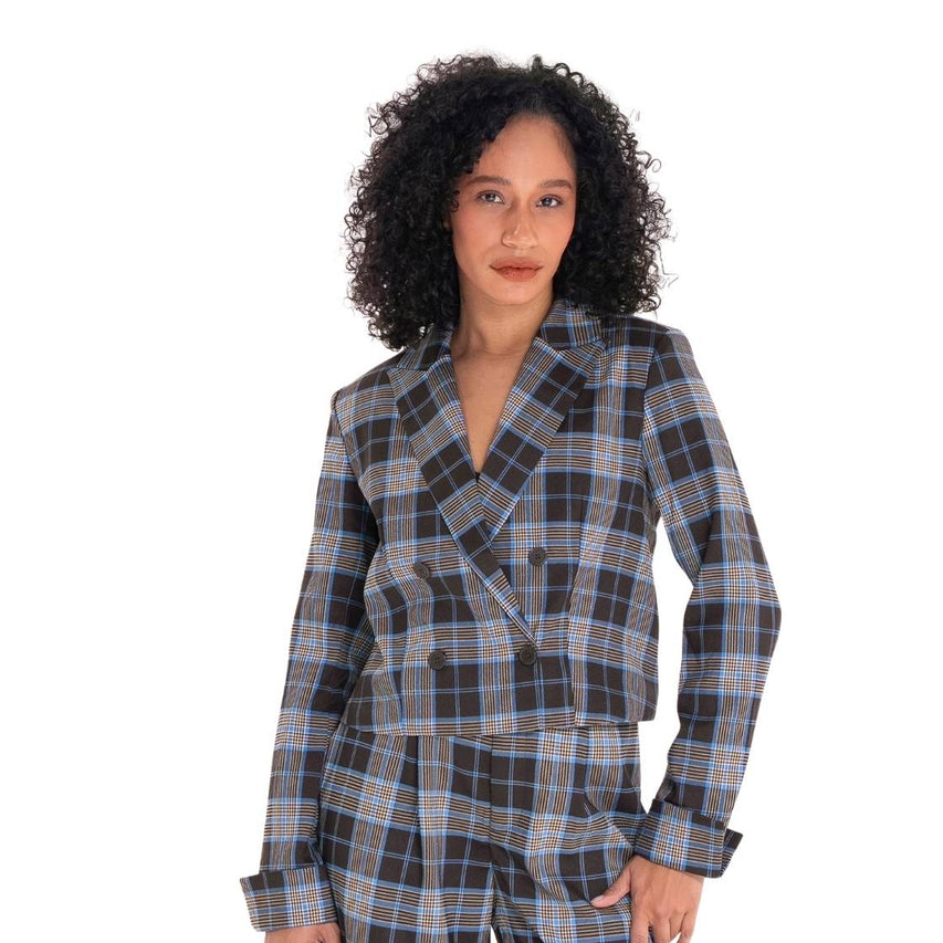 ROWANE BLAZER BROWN PLAID