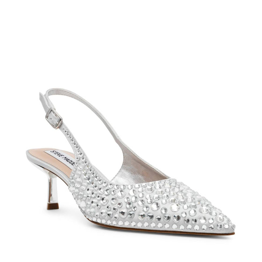 Korra R Silver Stone Tacones con Brillos Plateados