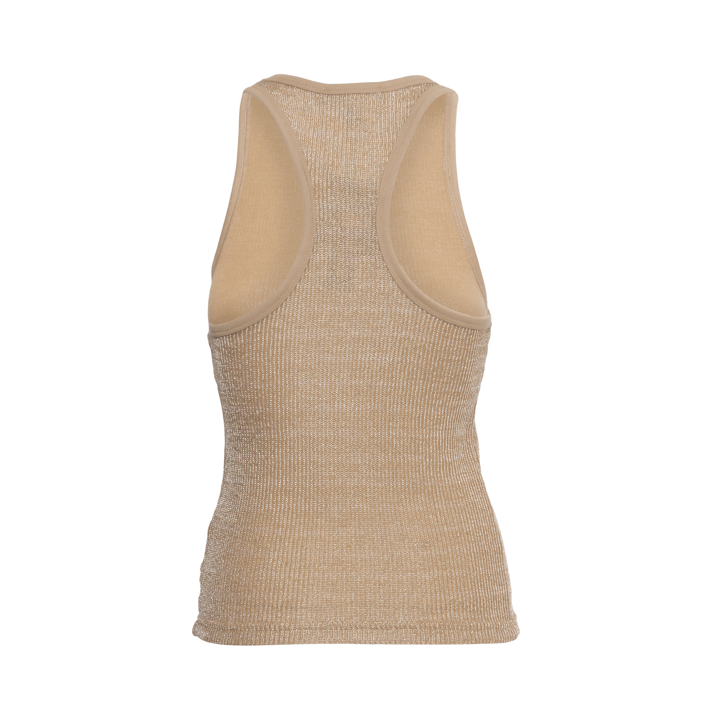Metallic Racer Back Tank Gold Blusa Metalica Dorada para Mujer