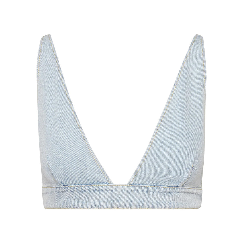 Kendra Bra Top Denim Fabric Faded Denim