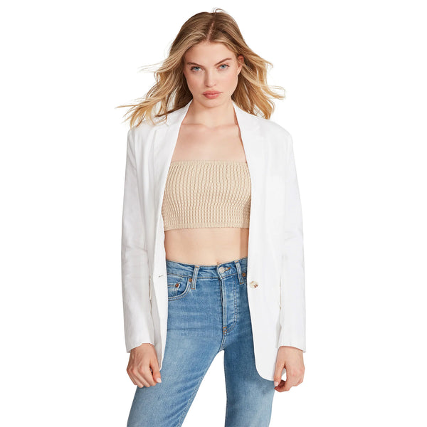 Linen On The Edge Blazer White Blazer para MujerLinen On The Edge Blazer White Blazer Blanco