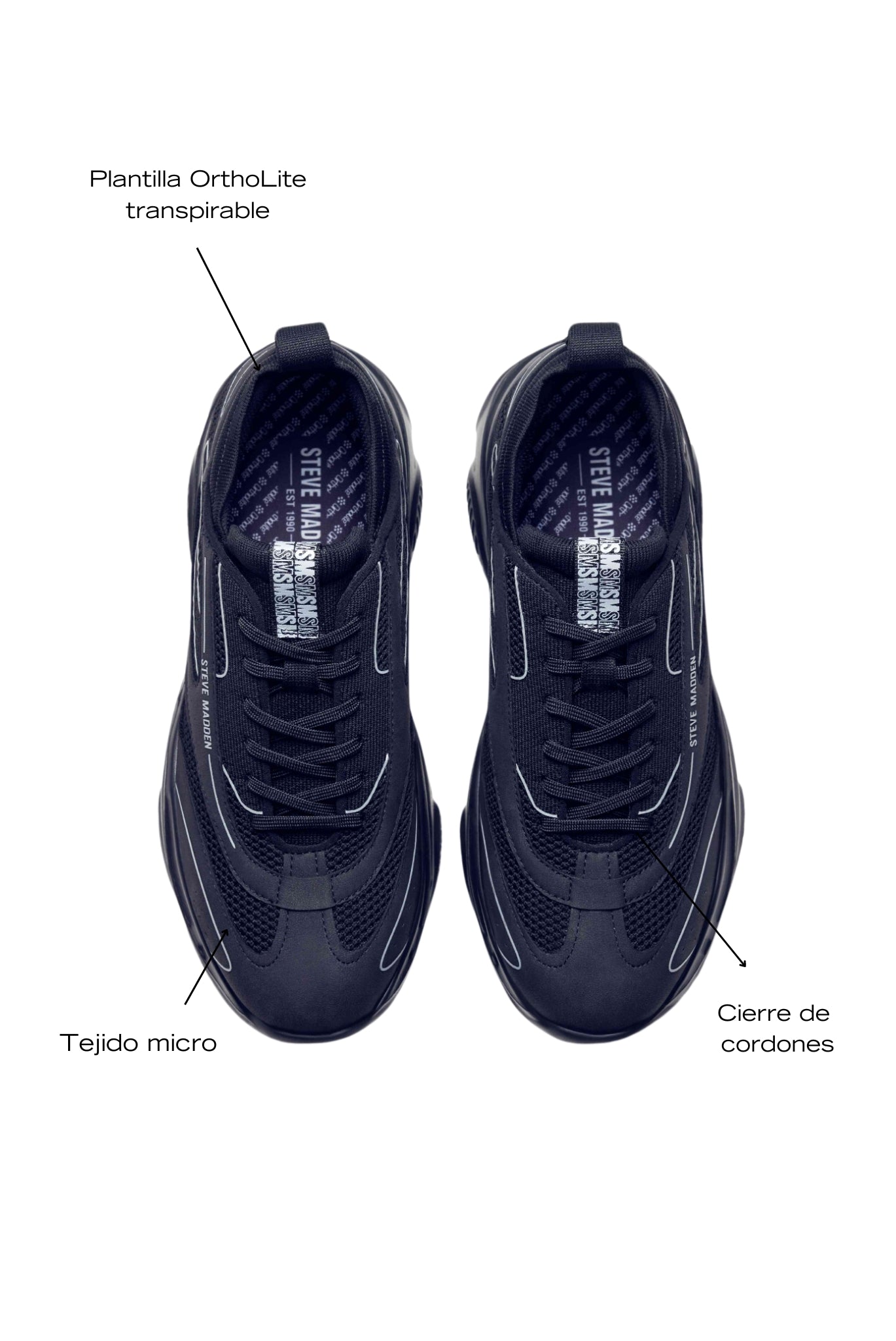 Polaris Black Black Tenis Negros Deportivos
