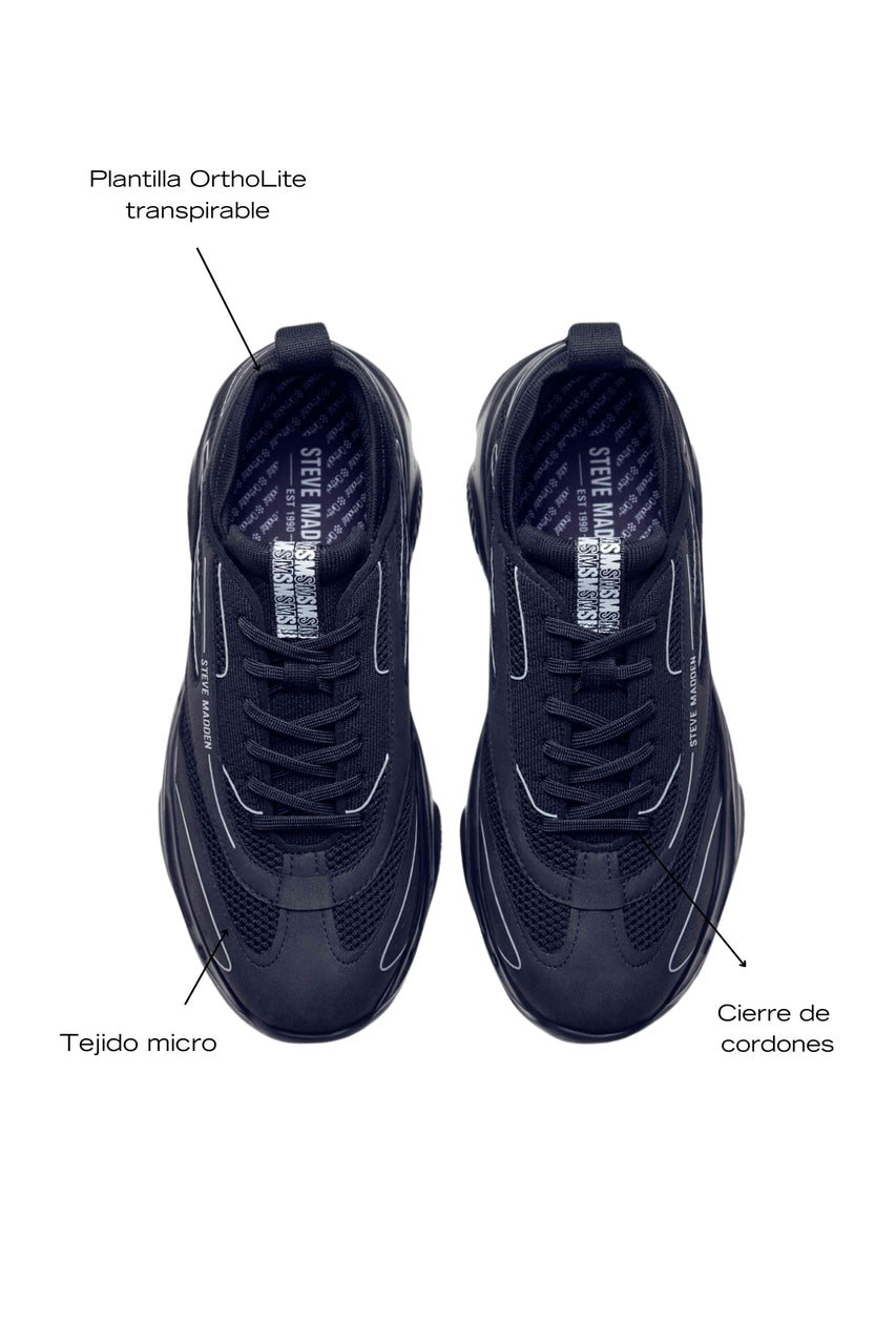 Polaris Black Black Tenis Negros Deportivos
