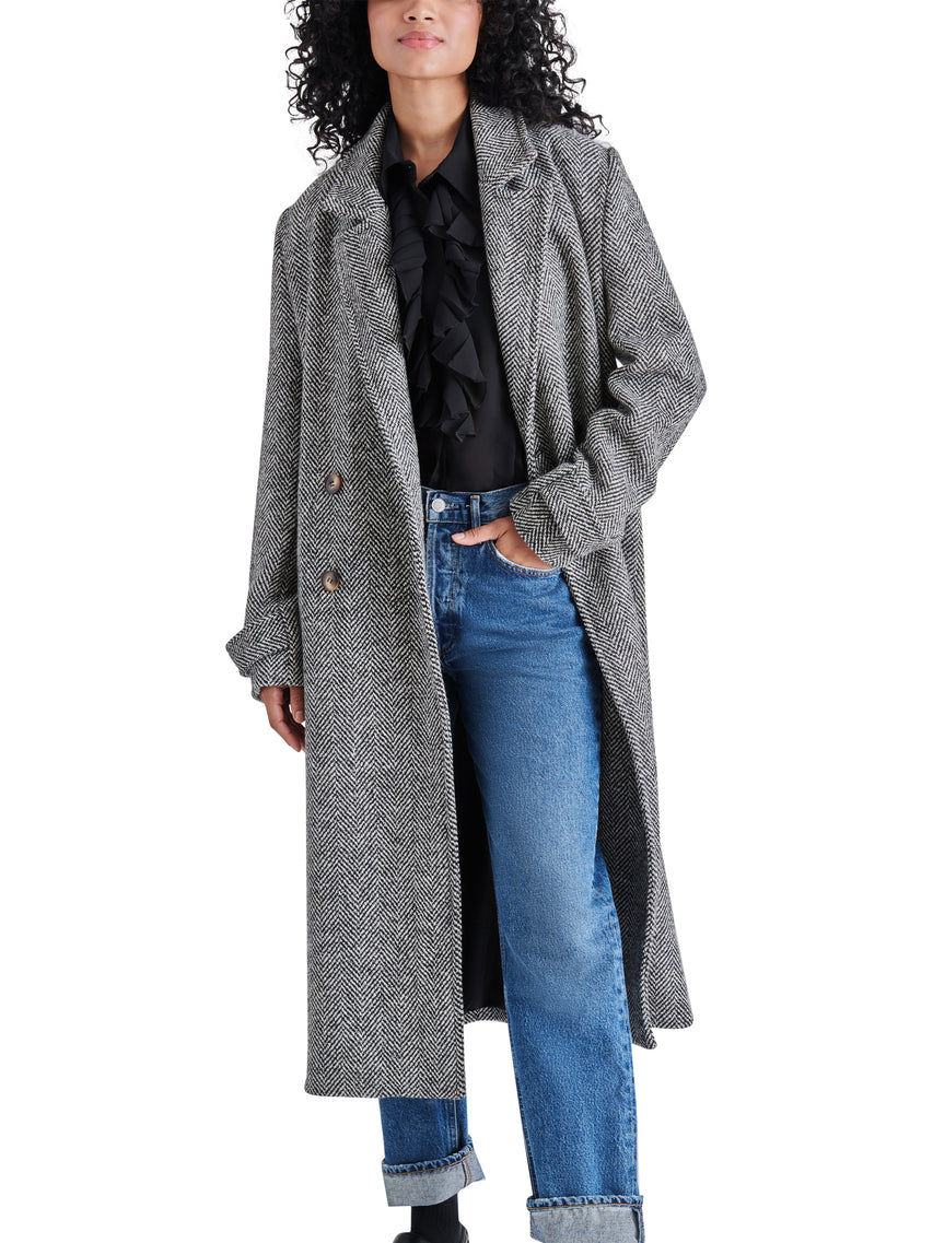 Prince Coat Black Herringbone Abrigo Blanco con Negro