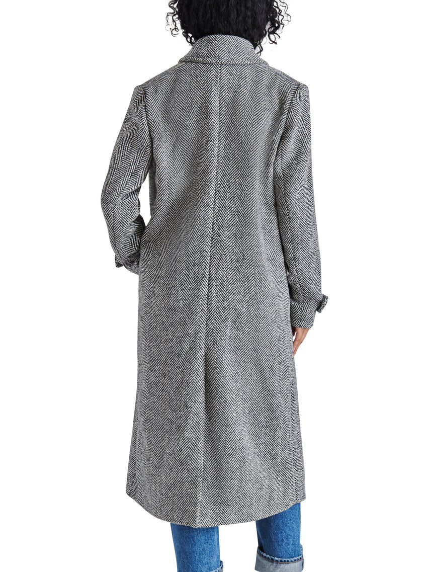Prince Coat Black Herringbone Abrigo Gris para Mujer