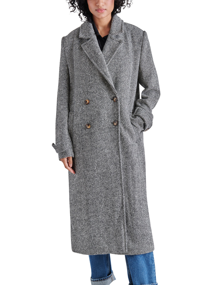 Prince Coat Black Herringbone Abrigo Gris