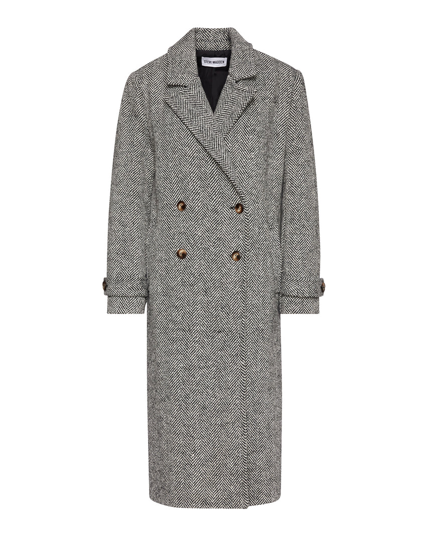 Prince Coat Black Herringbone