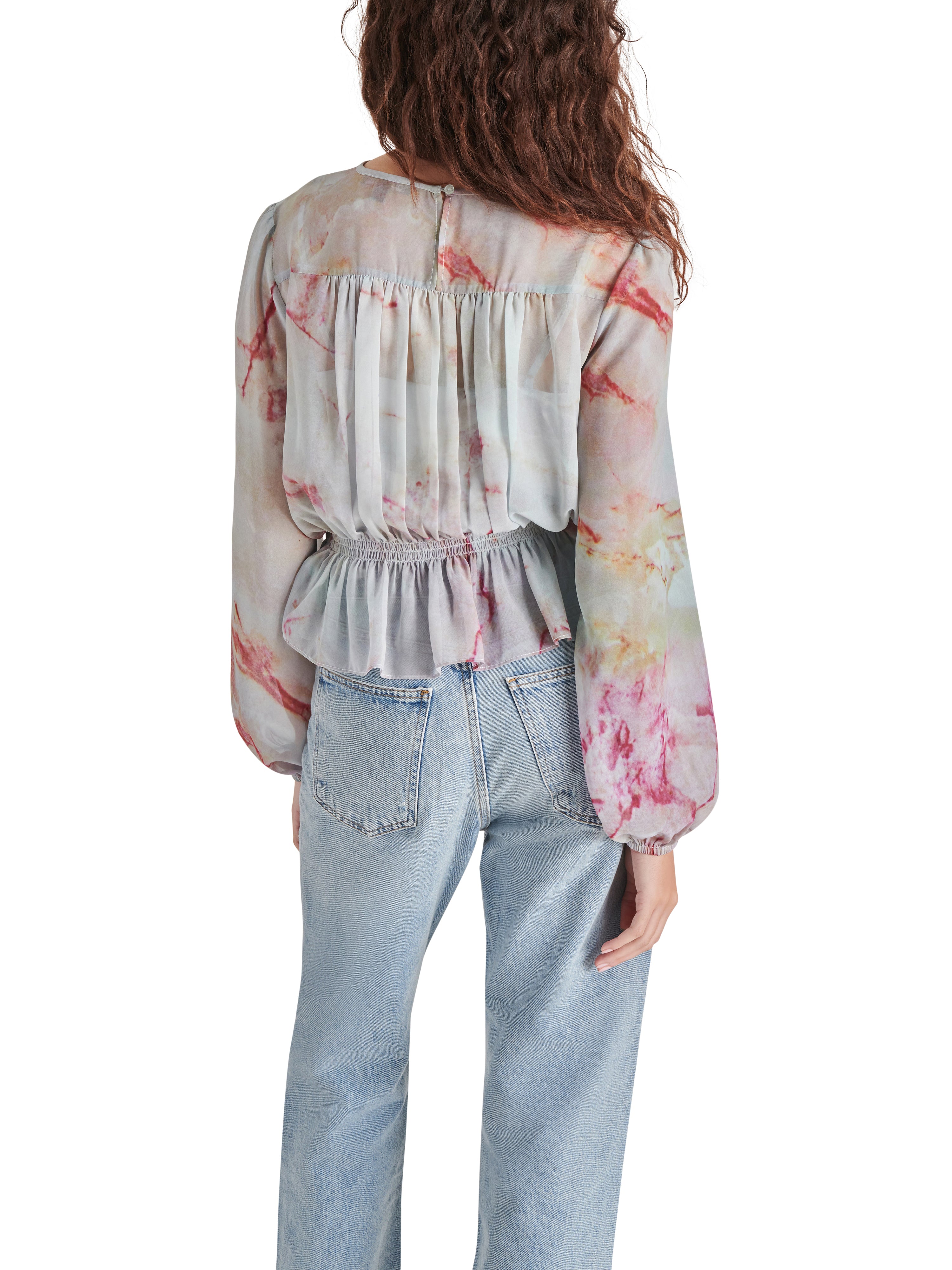 Pyper Top Misty Rose Blusa Azul con Rosa para Mujer