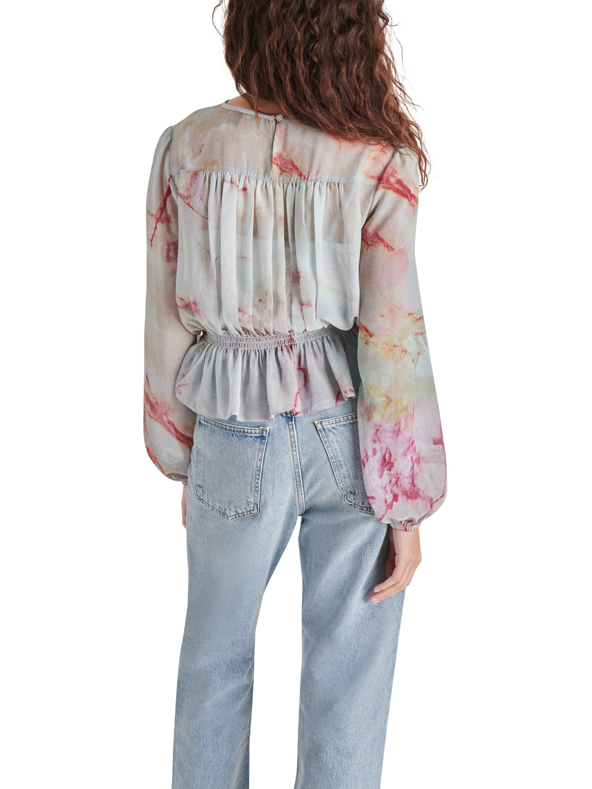 Pyper Top Misty Rose Blusa Azul con Rosa para Mujer