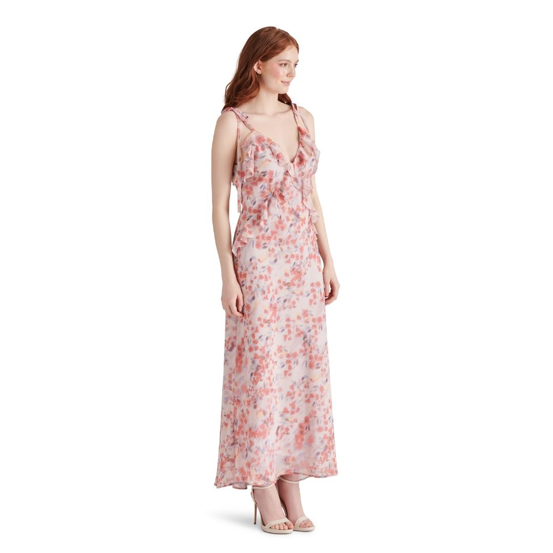 Adalina Dress Dusty Lavender Vestido con Olanes
