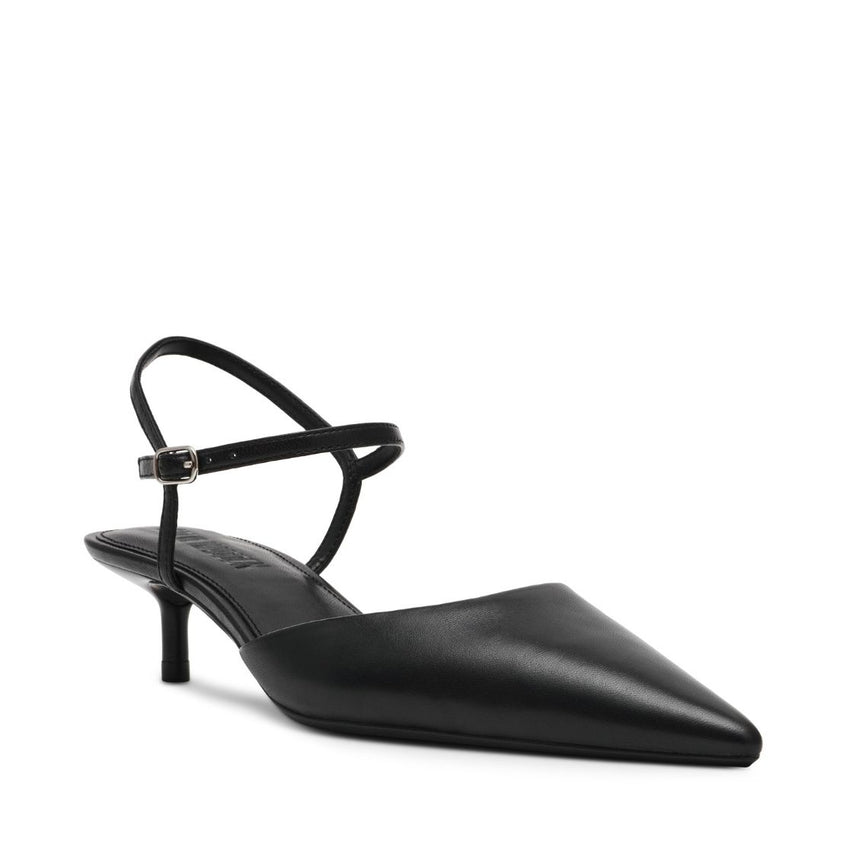 Adelaide Black Leather Tacones Negros