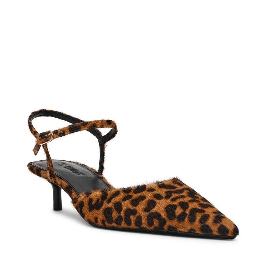 Adelaide L Leopard Tacones Cafes con Textura de Pelo