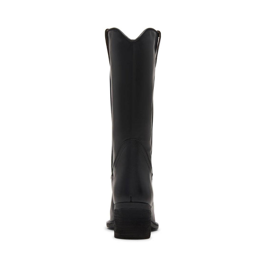 Albany Black Leather Botas Vaqueras Negras para Mujer
