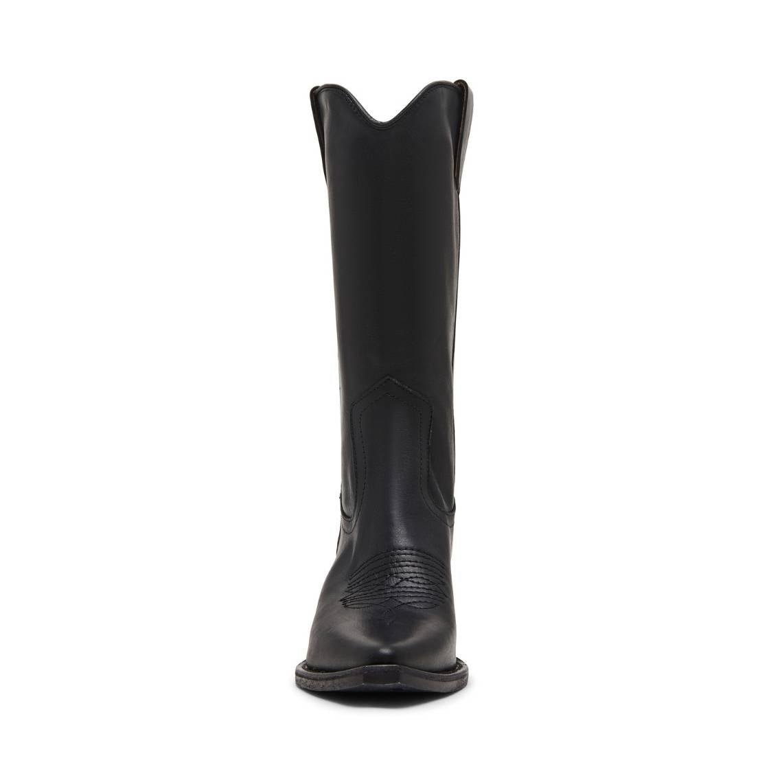 Albany Black Leather Botas Vaqueras para Mujer