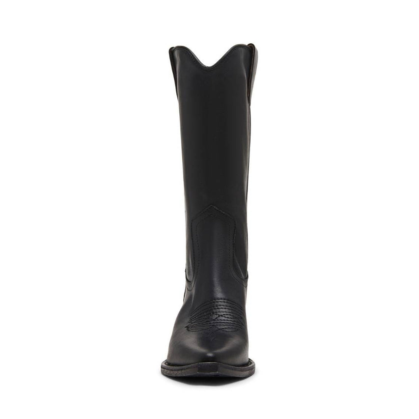 Albany Black Leather Botas Vaqueras para Mujer