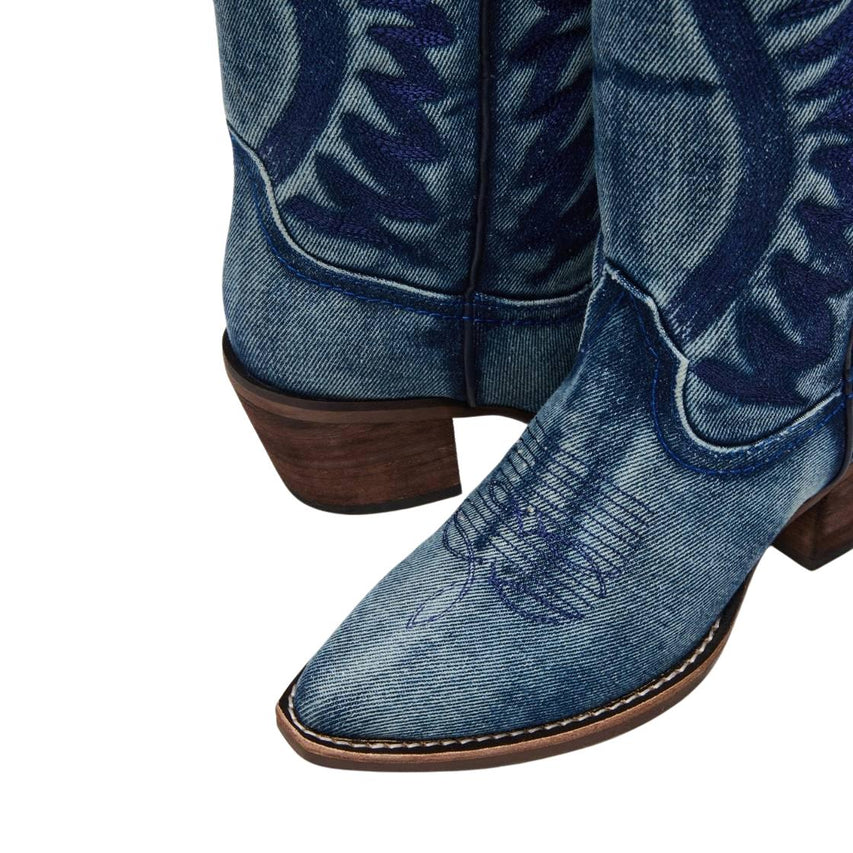Albany D Denim Fabric Botas Vaqueras de Mezclilla