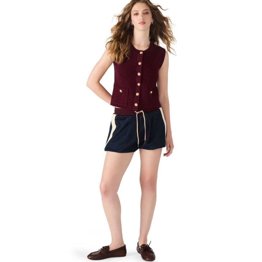 Aliya Sweater Vest Chaleco Vino con Botones Dorados
