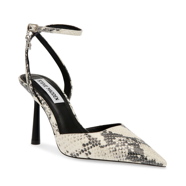 Alliance Beige Snake Tacones con Estampado Tipo Serpiente Blanco con Negro