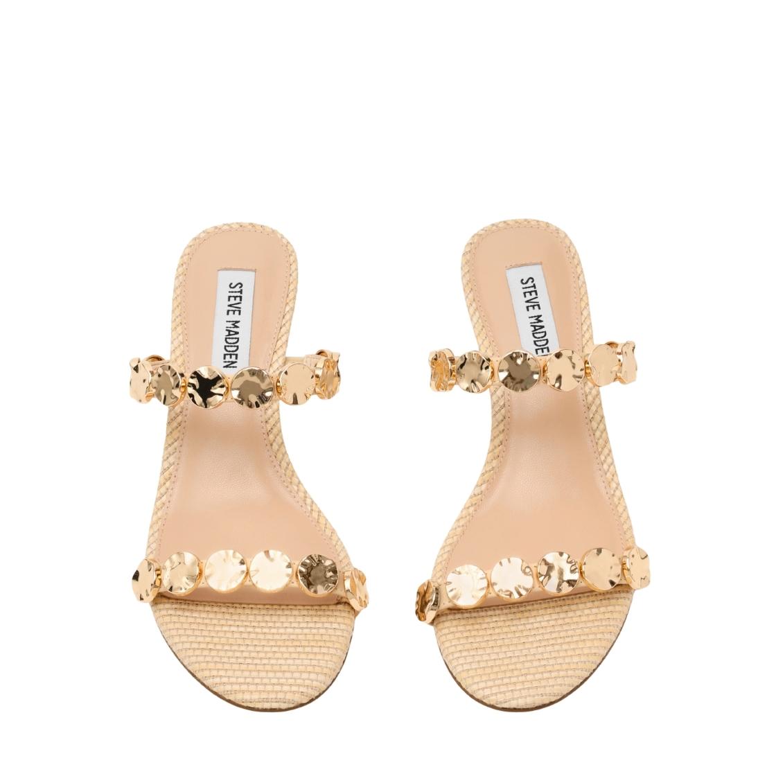 Annika Natural Raffia Leather Sandalias de Tacón Para Mujer