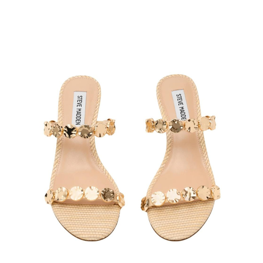 Annika Natural Raffia Leather Sandalias de Tacón Para Mujer