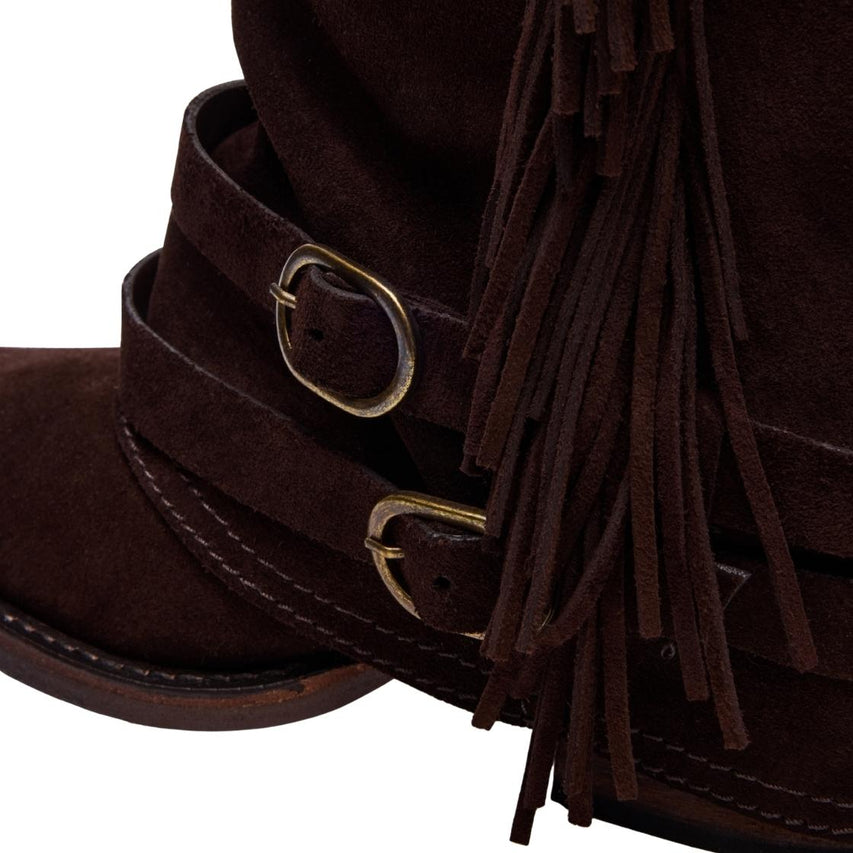 Ansel Brown Suede Botines Para Mujer con Hebillas