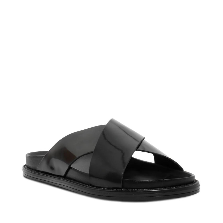 Aquiles Black Leather Sandalias Negras