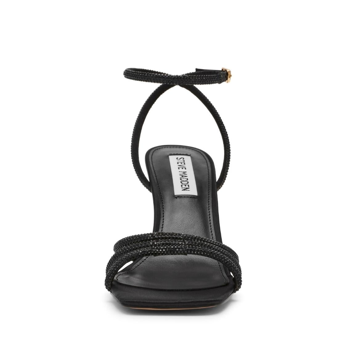 Aubri Black Satin Sandalias de Cuña Para Mujer