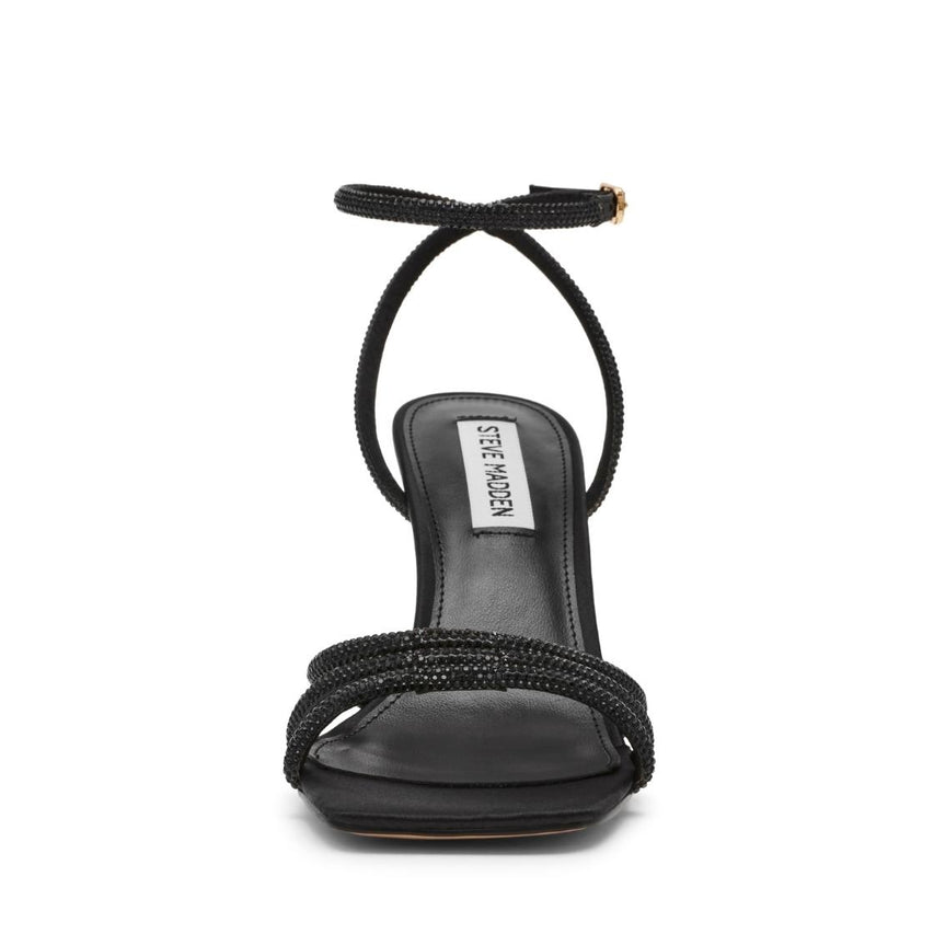 Aubri Black Satin Sandalias de Cuña Para Mujer