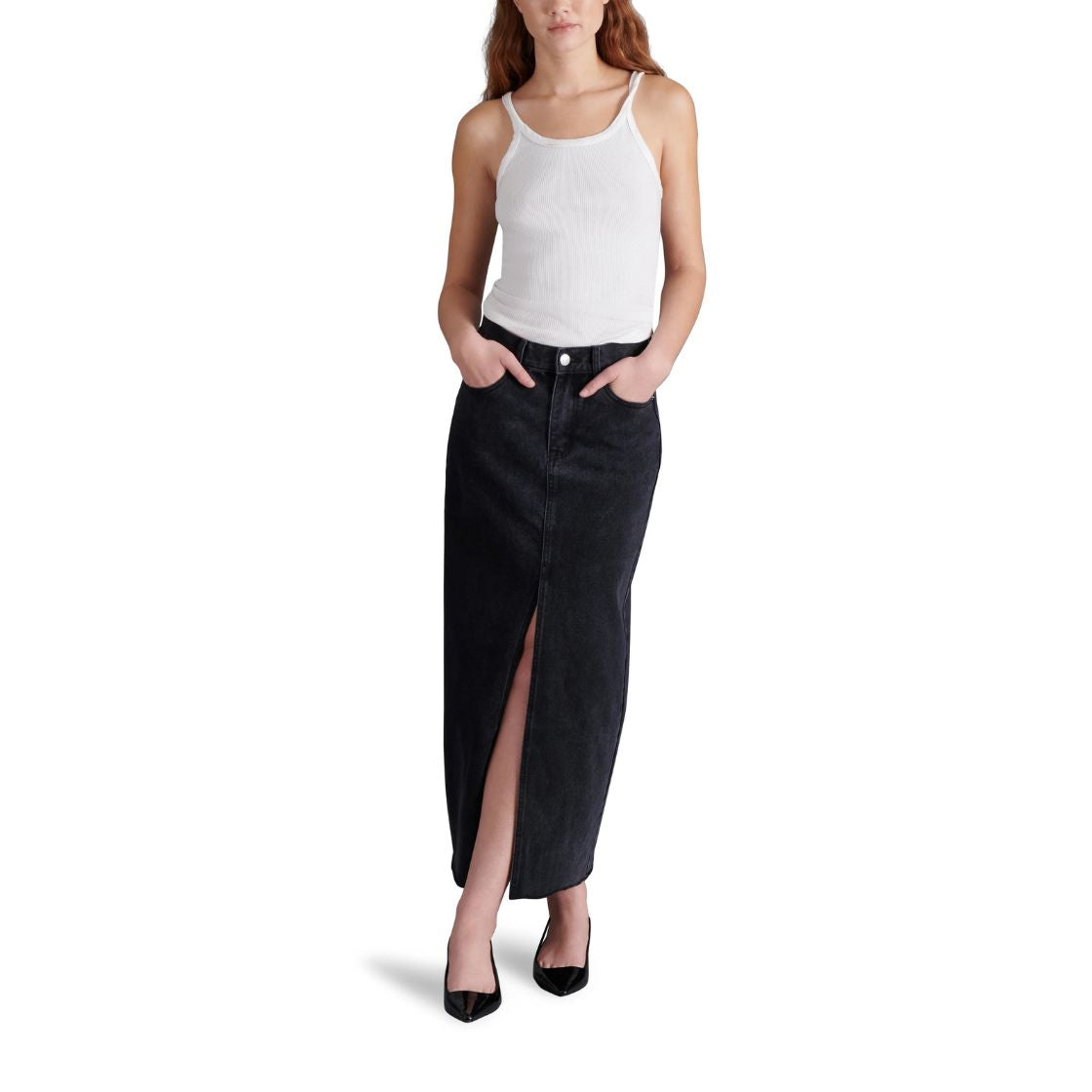 Avani Denim Skirt Washed Black Falda Negra para Mujer