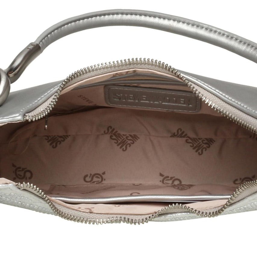 Bazura-S Silver Bolsa de Hombro Plateada Para Mujer con Cierre