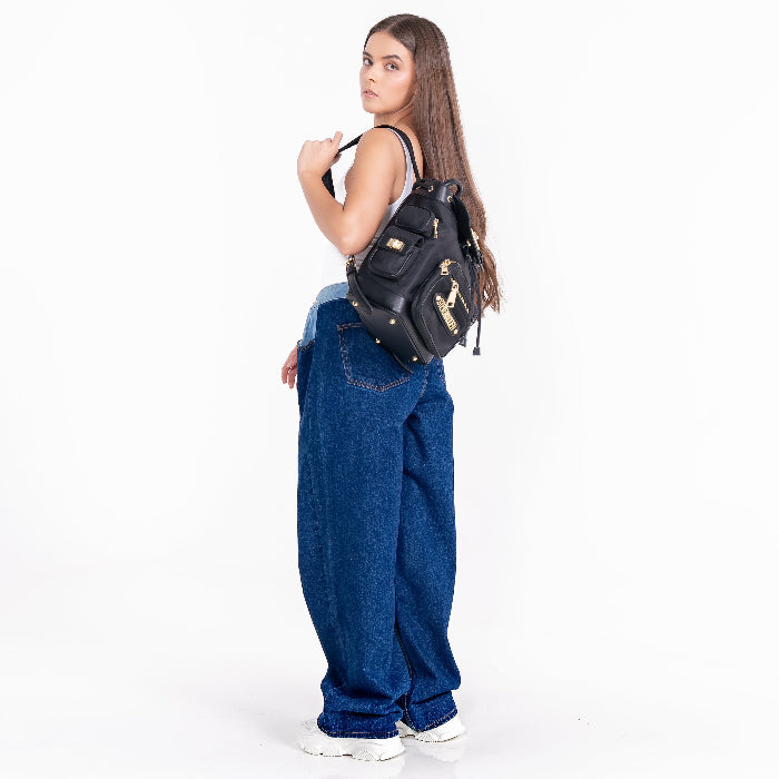 Bcarl Black Gold Mochila Grande Negra para Mujer