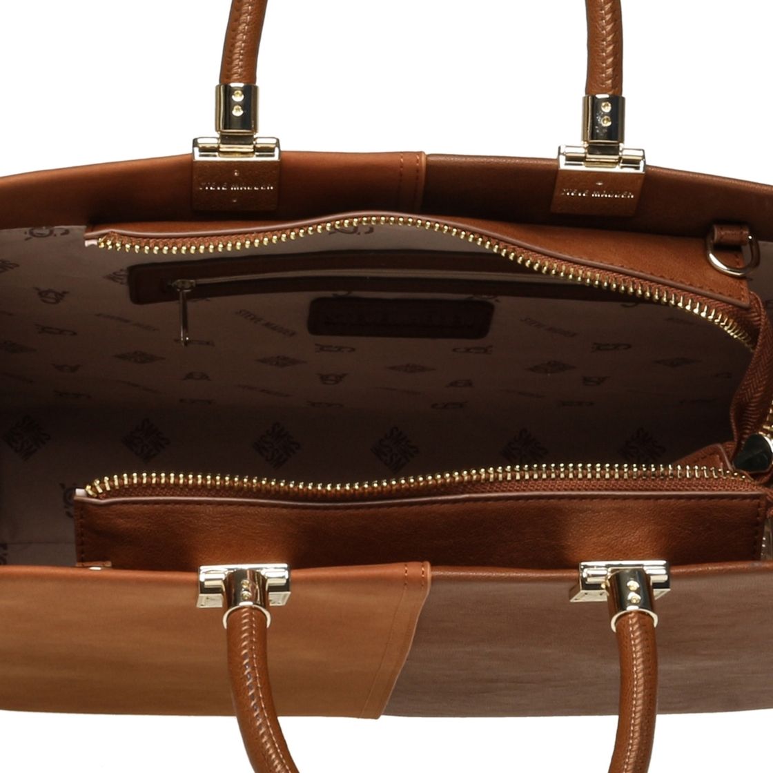 Bchloey Cognac Gold Bolsa Tote Cafe con Dorado