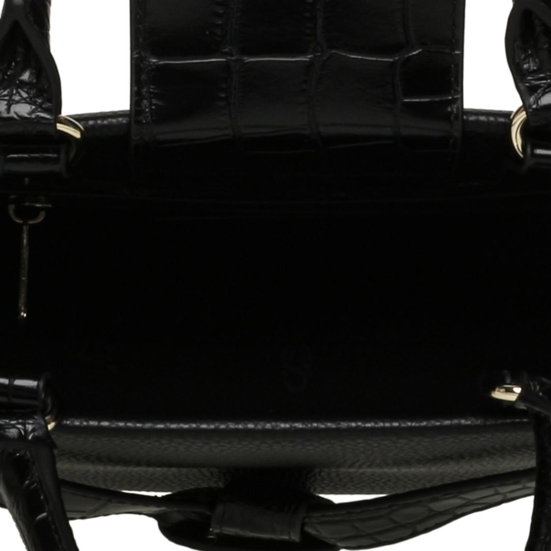 Bcolly-C Black Gold Bolso Tote Negro Para Mujer con Nudo y Estampado de Cocodrilo