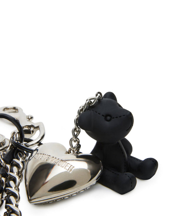 Bear Heart Hangoff Black Lavero de Oso Sentado con Corazon con Brillos y Cadena