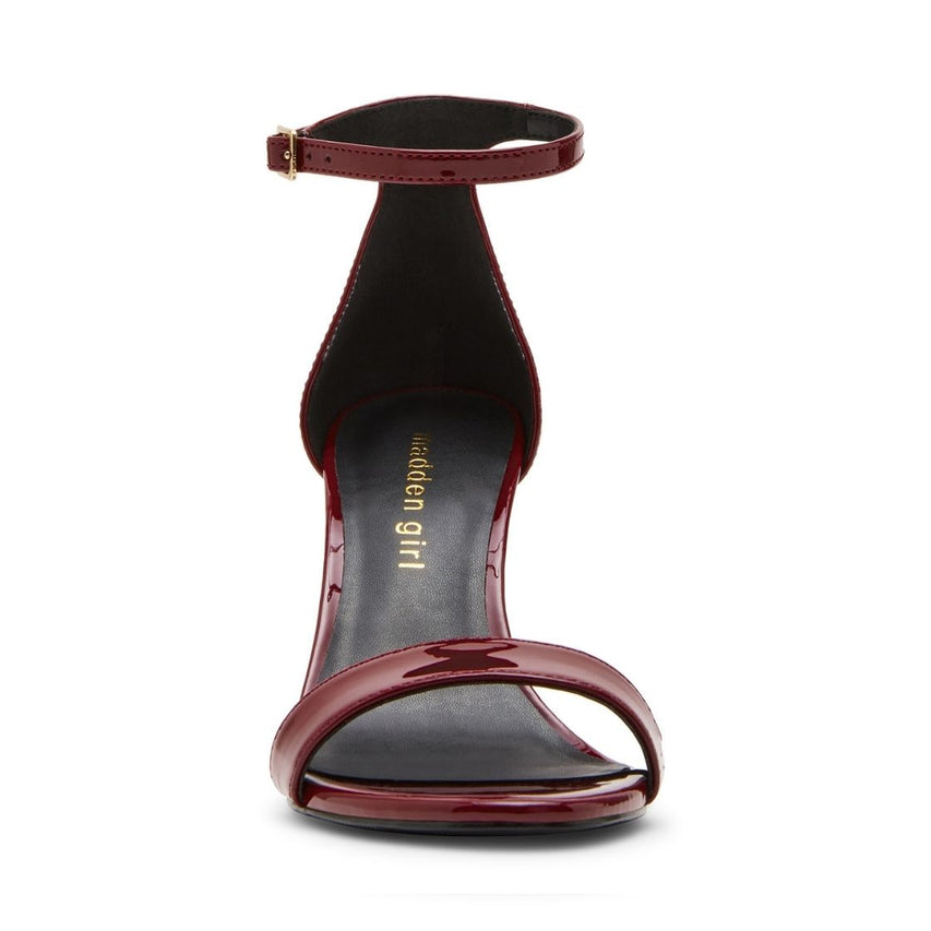 Beella Dark Cherry Patent Sandalias de Tacón para Mujer