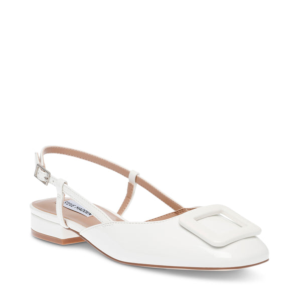 Belari White Patent Flats Blancos