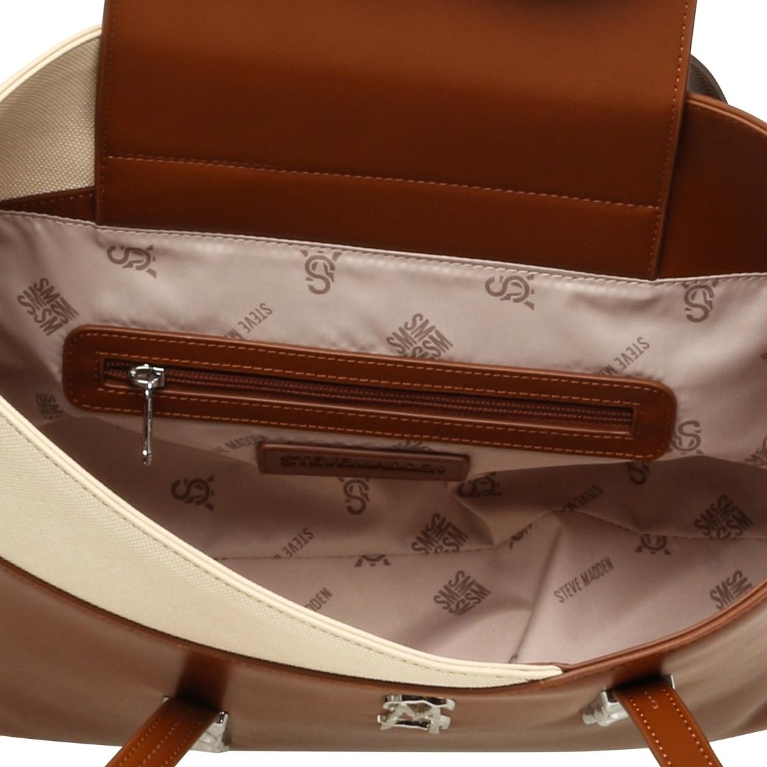 Beliott Cognac Silver Bolso Tote Beige Para Mujer con Imán