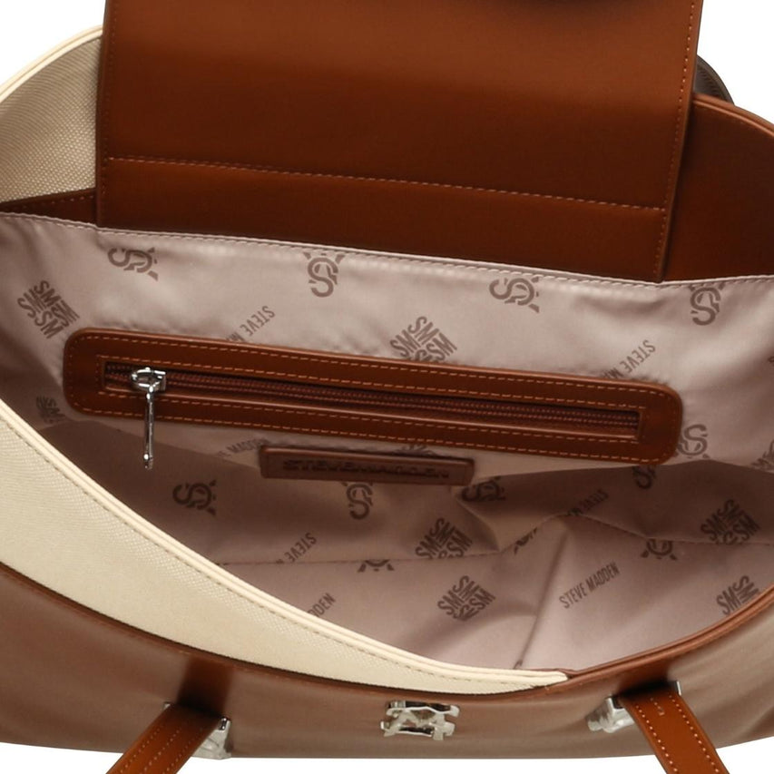 Beliott Cognac Silver Bolso Tote Beige Para Mujer con Imán