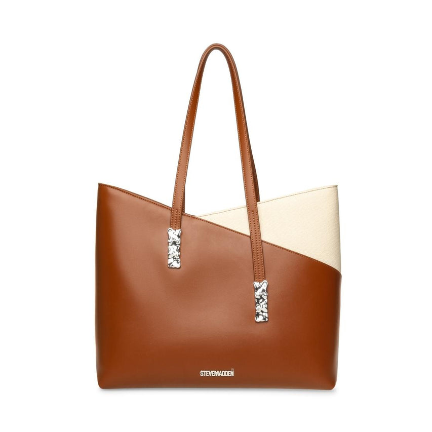 Beliott Cognac Silver Bolso Tote Beige Para Mujer
