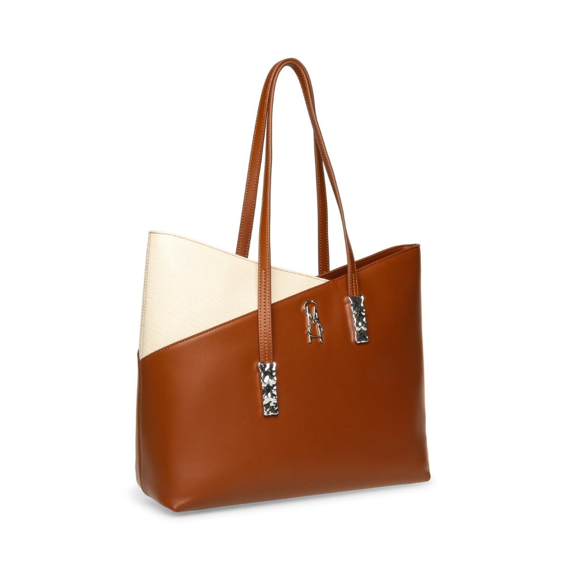 Beliott Cognac Silver Bolso Tote Beige